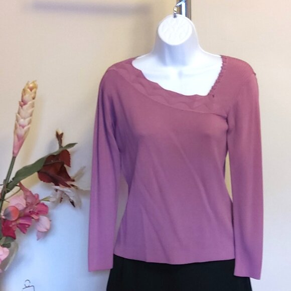 NWT Women’s Rose Burgundy Lightweight Long Sleeve Cardigan Pullover Sweater 8 10 - Picture 5 of 7